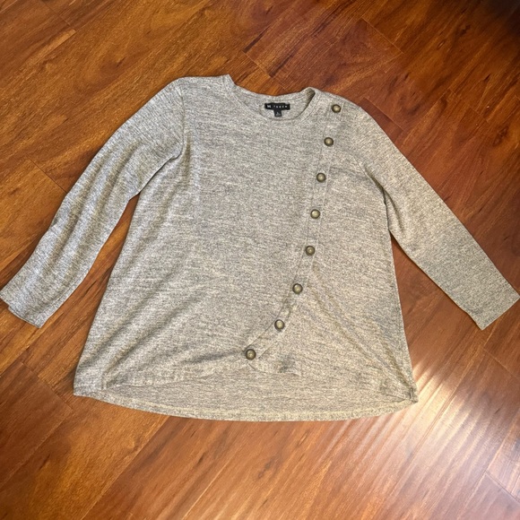 Tops - Gray Button-Accent Women's Top